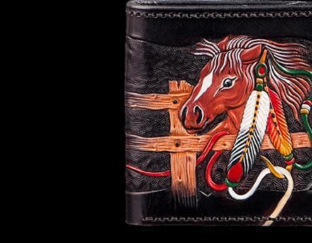 Handmade Leather Fine Horse Tooled Mens billfold Wallet Cool Leather Wallet Slim Wallet for Men
