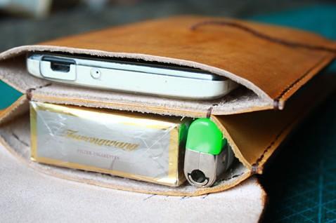 Handmade Cool Mens Leather Cell Phone Holsters Belt Pouch Waist Bag for Men