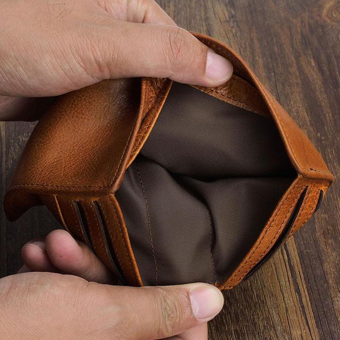 Handmade Leather Mens Cool Slim Leather Wallet Men Small Wallets Bifold for Men