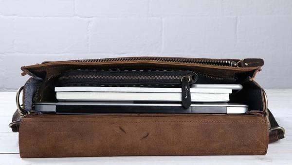 Vintage Coffee Leather Mens Briefcases Work Bag Laptop Bag Business Bag for Men