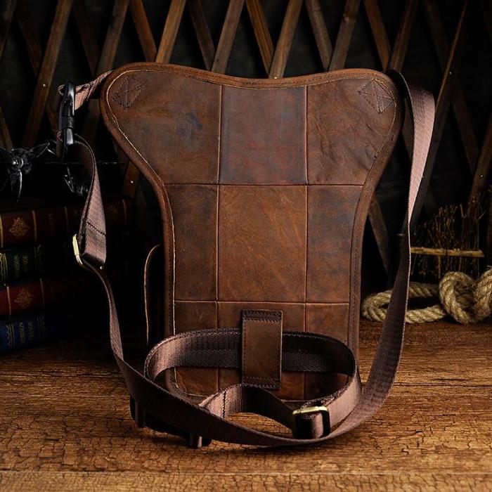 Leather Drop Leg Bag Belt Pouch Mens Waist Bag Shoulder Bag for Men