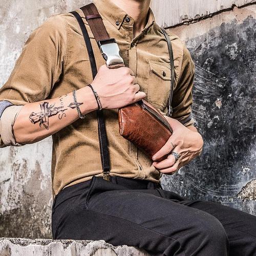 Handmade Leather Fanny Pack Mens Waist Bag Hip Pack Belt Bag Bumbag for Men