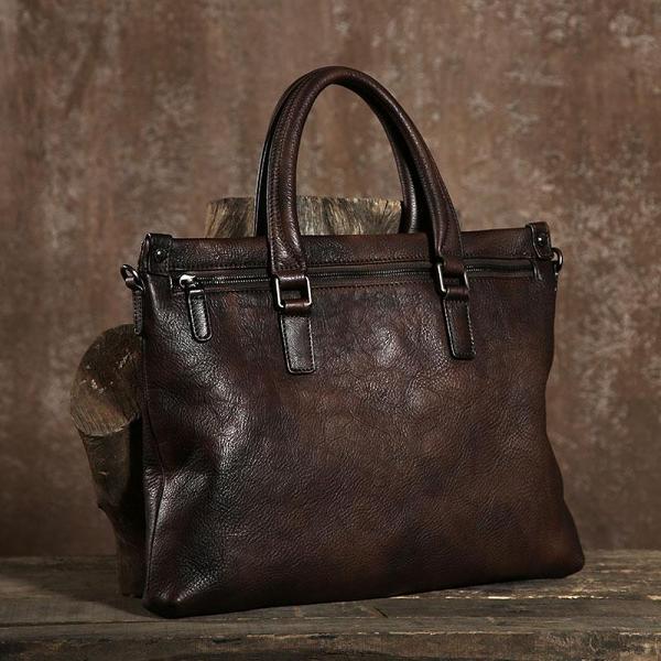 Handmade Leather Mens Cool Messenger Bag Briefcase Work Bag Business Bag Laptop Bag for men