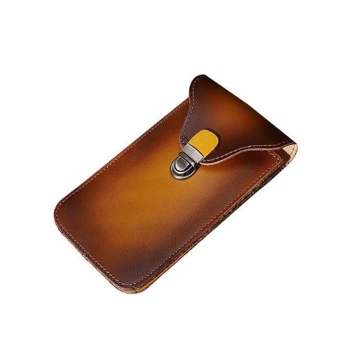 Tan Leather Cell Phone Holster Mens Belt Pouches Waist Bags BELT BAG Belt Holster For Men