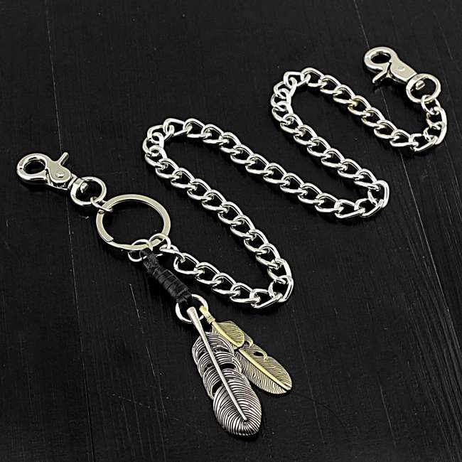 Cool Mens Feather Silver Wallet Chain Pants Chain Jeans Chain Jean Chain Biker Wallet Chain For Men