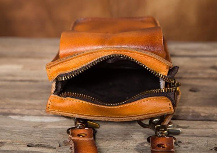 Cool Mens Leather Belt Pouch Belt Bag Waist Bag Small Shoulder Bag for Men