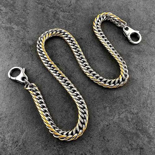 SOLID STAINLESS STEEL BIKER SILVER GOLD WALLET CHAIN 18‘?LONG PANTS CHAIN Jeans Chain Jean Chain FOR MEN