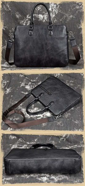 Top Black Leather Men's Professional Briefcase 14‘’ Laptop Best Handbag Business Bag For Men