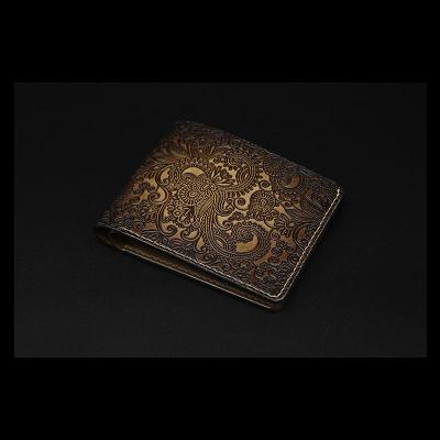 Handmade Leather Tooled Henna Floral Mens billfold Wallet Cool Leather Wallet Slim Wallet for Men