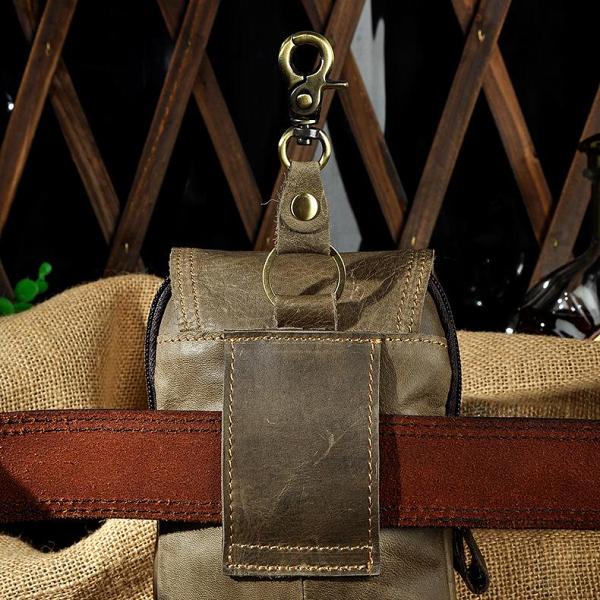 Leather Belt Pouch Mens Waist Bag Small Case for Men
