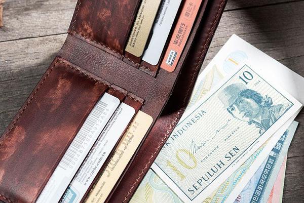 Handmade Leather Mens Cool Slim Leather Wallet Men Small Wallets Bifold for Men