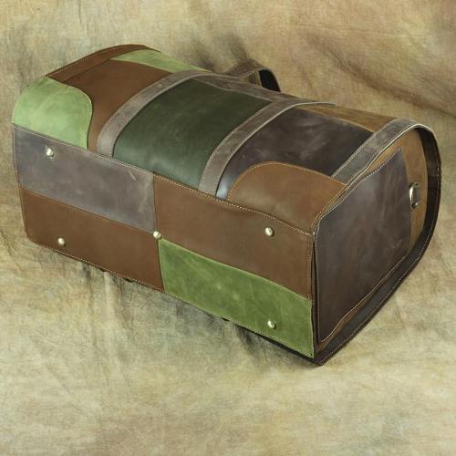 Vintage Green Leather Men's Weekender Bag Travel Bag Overnight Bag For Men