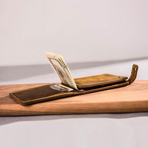 Leather Men Slim Small Wallet Bifold Small Vintage Wallet for Men