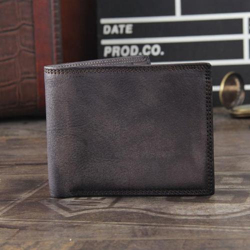 Handmade Genuine Leather Mens Cool Slim Leather Wallet Men Small Wallets Bifold for Men