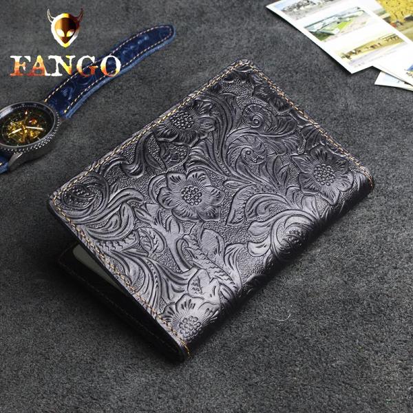 Handmade Leather Floral Mens Cool Short Wallet Passport Card Holder Small Card Slim Wallets for Men