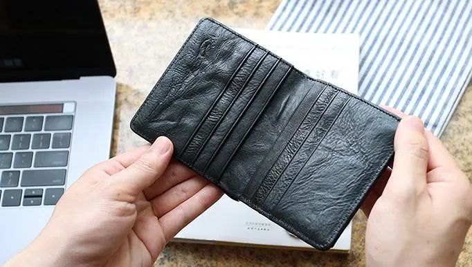 Leather Mens Front Pocket Wallet Small Wallet Slim Wallet Card Wallet for Men