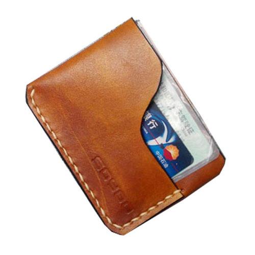 Brown Leather Mens Slim Front Pocket Wallets Leather Cards Wallet for Men