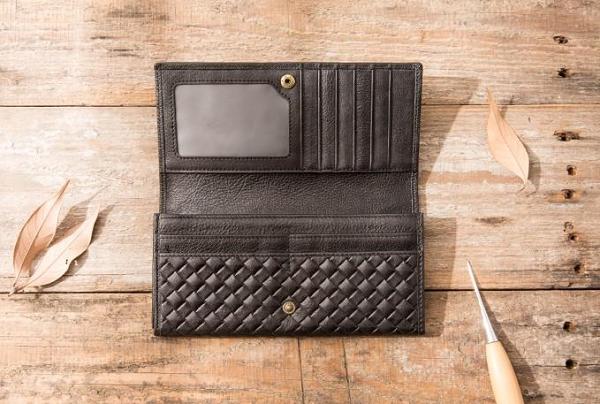 Cool Black Braided Leather Mens Long Wallet Long Wallet for Men