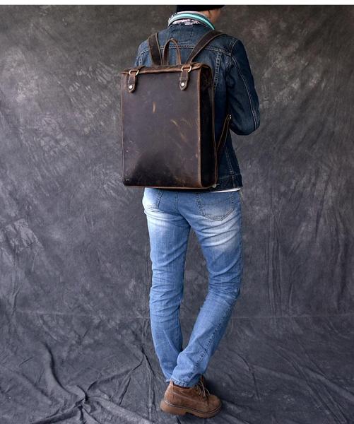 Vintage Leather Mens 14 Brown Computer Backpack Black Travel Backpack College Backpack for Men