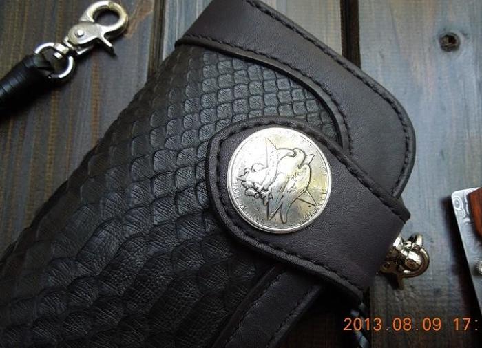 Handmade Leather Biker Wallet Mens Cool Chain Wallet Trucker Wallet with Chain