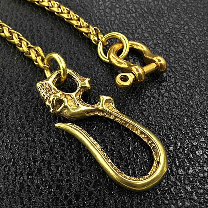 Fashion Brass 18 Mens Skull Hook Key Chain Pants Chain Wallet Chain Motorcycle Wallet Chain for Men