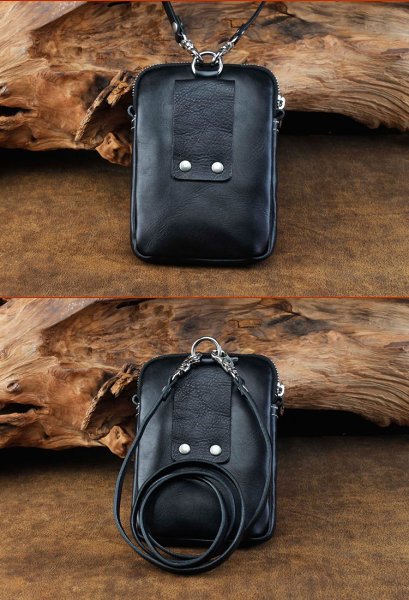 Cool Leather Mens Skull Biker Belt Pouch Waist Bag Side Bag Shoulder Bag for Men