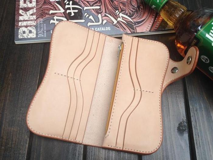 Handmade Leather Biker Wallet Tooled Floral Mens Cool Chain Wallet Trucker Wallet with Chain