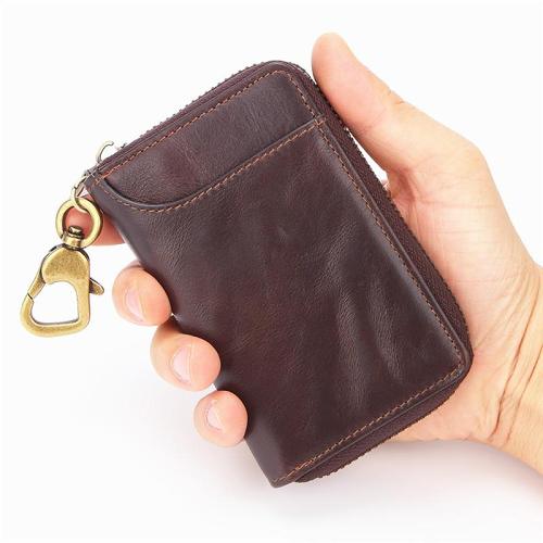 Cool Brown Leather Men's Car Key Wallet billfold Small Key Wallet For Men