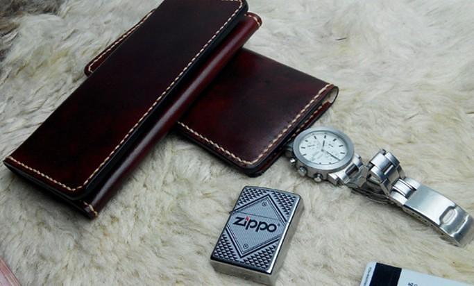 Vintage Leather Mens Bifold Long Wallet Leather Long Wallets for Men