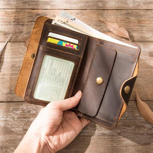 Vintage Slim long Wallets Leather Mens Coffee Wallet Long Wallet for Men