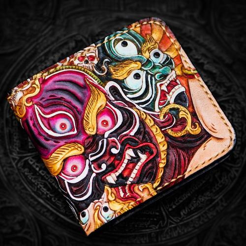 Handmade Leather Mah¨k¨la Tooled Mens billfold Wallet Cool Leather Wallet Slim Wallet for Men