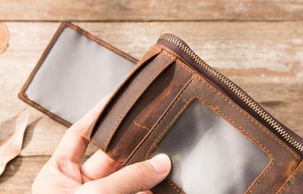 Cool Leather Mens Slim Small Wallets Bifold Vintage billfold Wallet for Men