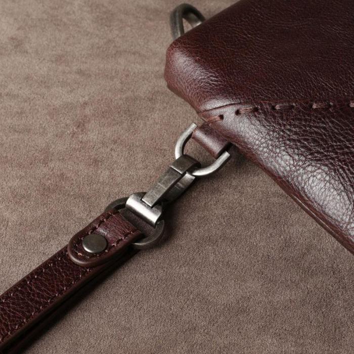 Genuine Leather Mens Clutch Cool Slim Wallet Zipper Clutch Wristlet Bag Wallet for Men Women