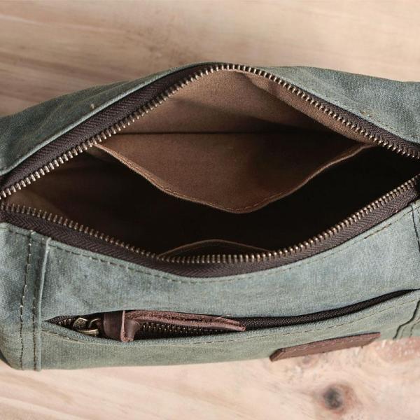 Large Canvas Green Mens Clutch Bag Zipper Wristlet Bag Phone Purse for Men
