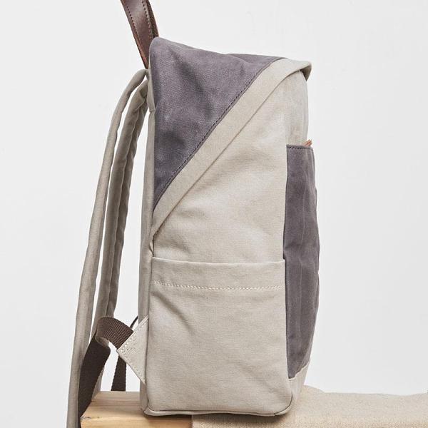 Canvas Gray Mens Cool Backpack Canvas Travel Bag Canvas School Bag for Men