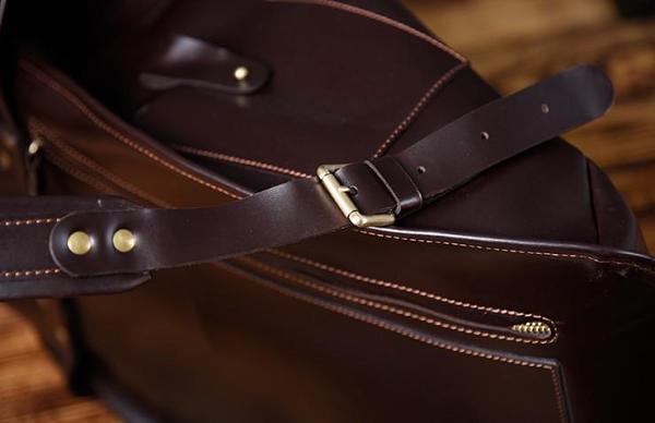 Handmade Leather Mens Cool Backpack Sling Bag Large Black Travel Bag Hiking Bag for men