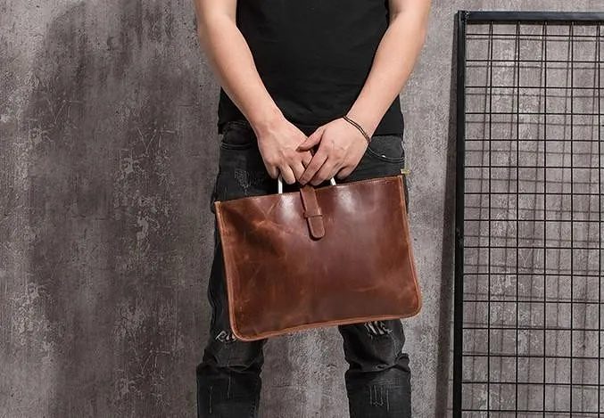 Cool Leather Mens Briefcase 13inch Laptop Bag Work Handbag Business Bags for Men