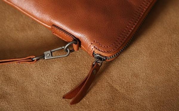 Genuine Leather Mens Clutch Cool Wallet Zipper Clutch Messenger Bag Chest Bag Wristlet Bag Wallet for Men
