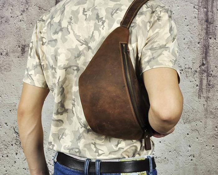 Cool Vintage Brown Mens Leather Fanny Pack Belt Bags Waist Bag For Men
