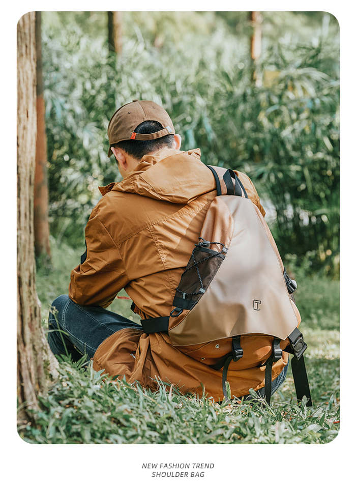 Large Sling Bag For Men Oxford Fabric Waterproof Hiking Sling Bag For Big Men