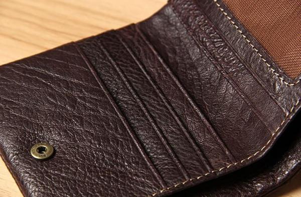 Handmade Genuine Leather Mens Cool billfold Leather Wallet Men Small Wallets Bifold for Men