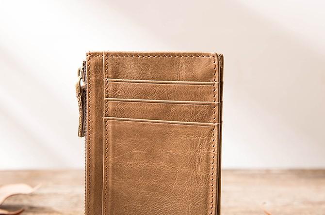 Cool Leather Mens Slim Front Pocket Wallet Small Wallets for Men