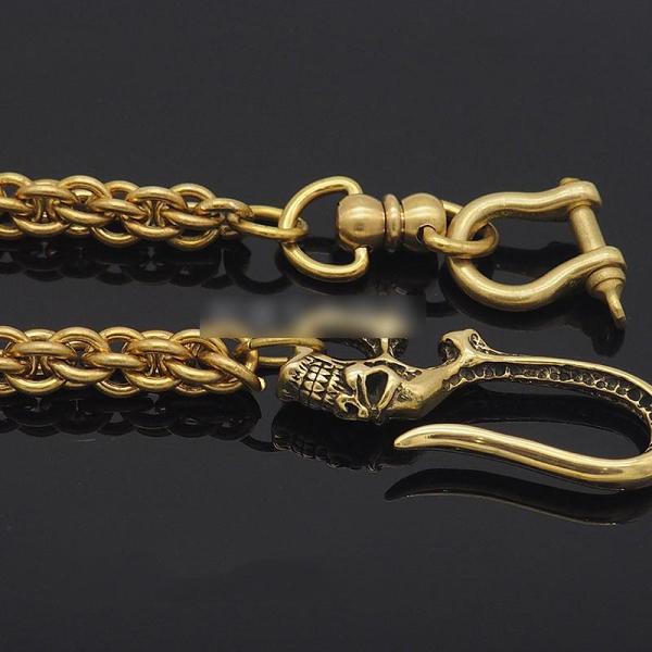 Pure Brass Skull  Rock 18'' Wallet Chain Punk Trucker Wallet Chain Jeans Chain Jean Chain for Men