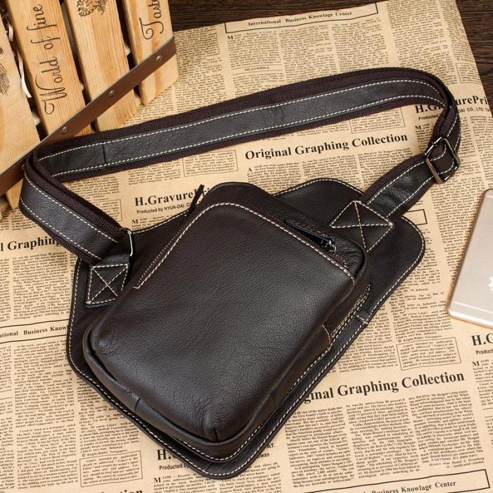 Leather Mens Cool Sling Bag Crossbody Bag Chest Bag for men
