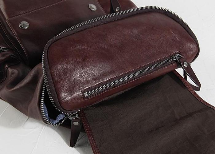 Genuine Leather Mens Cool Backpack Sling Bag Large Black Travel Bag Hiking Bag for men