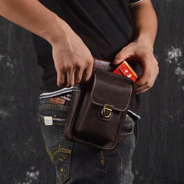 Brown Leather Cigarette Bag Holster Waist Pouches Waist Bag Belt Pouch Belt Bag For Men