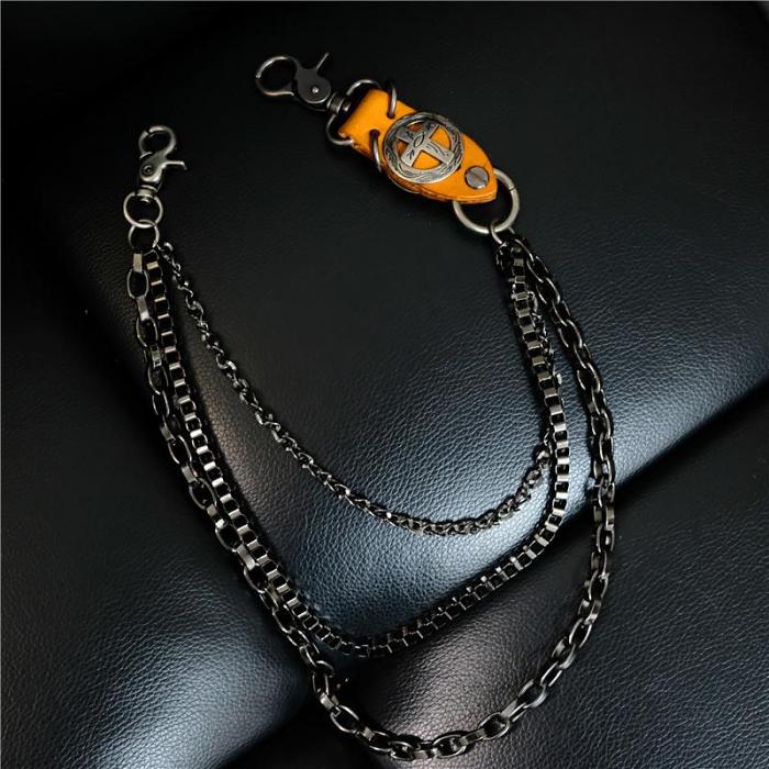 Cool Men's Cross Three Layer Wallet Chain Pants Chain Punk Biker Wallet Chain For Men