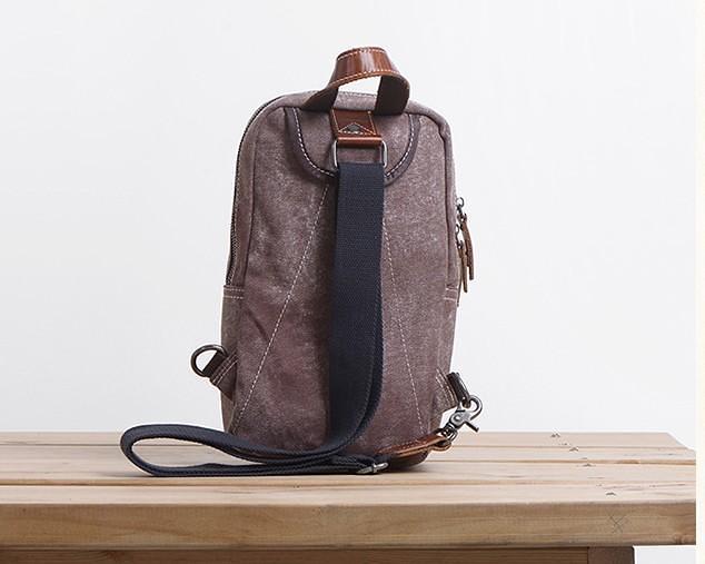 Folk Canvas Mens Sling Bag Vintage Chest Bag One Shoulder Pack for men