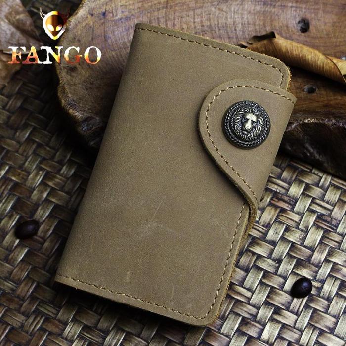 Handmade Leather Floral Mens Cool Key Wallet Wallet Card Holder Small Card Keychain Wallets for Men