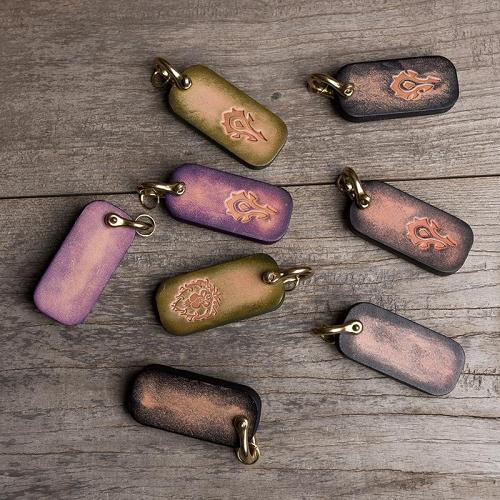 Handmade Leather Mens World of Warcraft Cool Keychain KeyCharm Keyring Pendant for Men